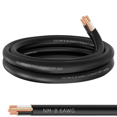 6/3 NM-B Wire with Ground,10ft 6 Gauge Wire 3 Conductor Nonmetallic Sheathed ...