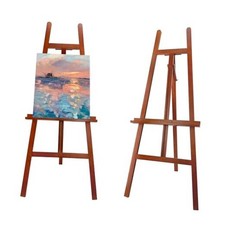 Large A-Frame Wooden Painting Display Easel, Large Adjustable Pine Wood Walnut