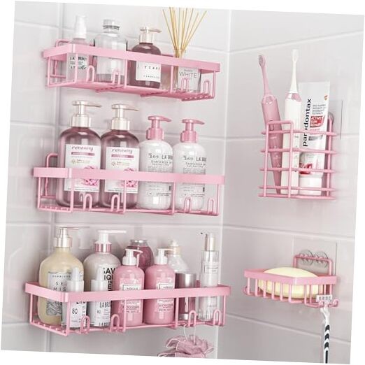 5 Pack Shower Caddy Organizer Rack Shelf for Inside Shower, Adhesive Bathroom 
