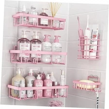 5 Pack Shower Caddy Organizer Rack Shelf for Inside Shower, Adhesive Bathroom 