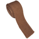 VTG Tan Rooster Rufflernit Mens Knit Square End Tie Mohair Wool 60s 56x2.25"