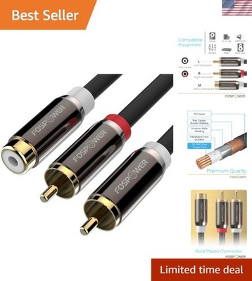 Copper Braided 2 Male to 1 Female RCA Y Adapter - Signal Stability Guaranteed