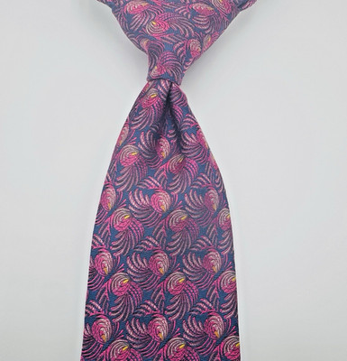 Tom James Filo A Mano Necktie Men X Long 62Lx3.5W Purple Jacquard Fireworks USA