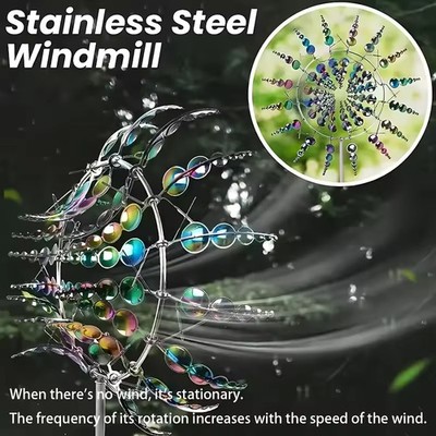 3D Windmill Kinetic Metal Sculpture Wind Spinner Yard Garden Decoration US STOCK