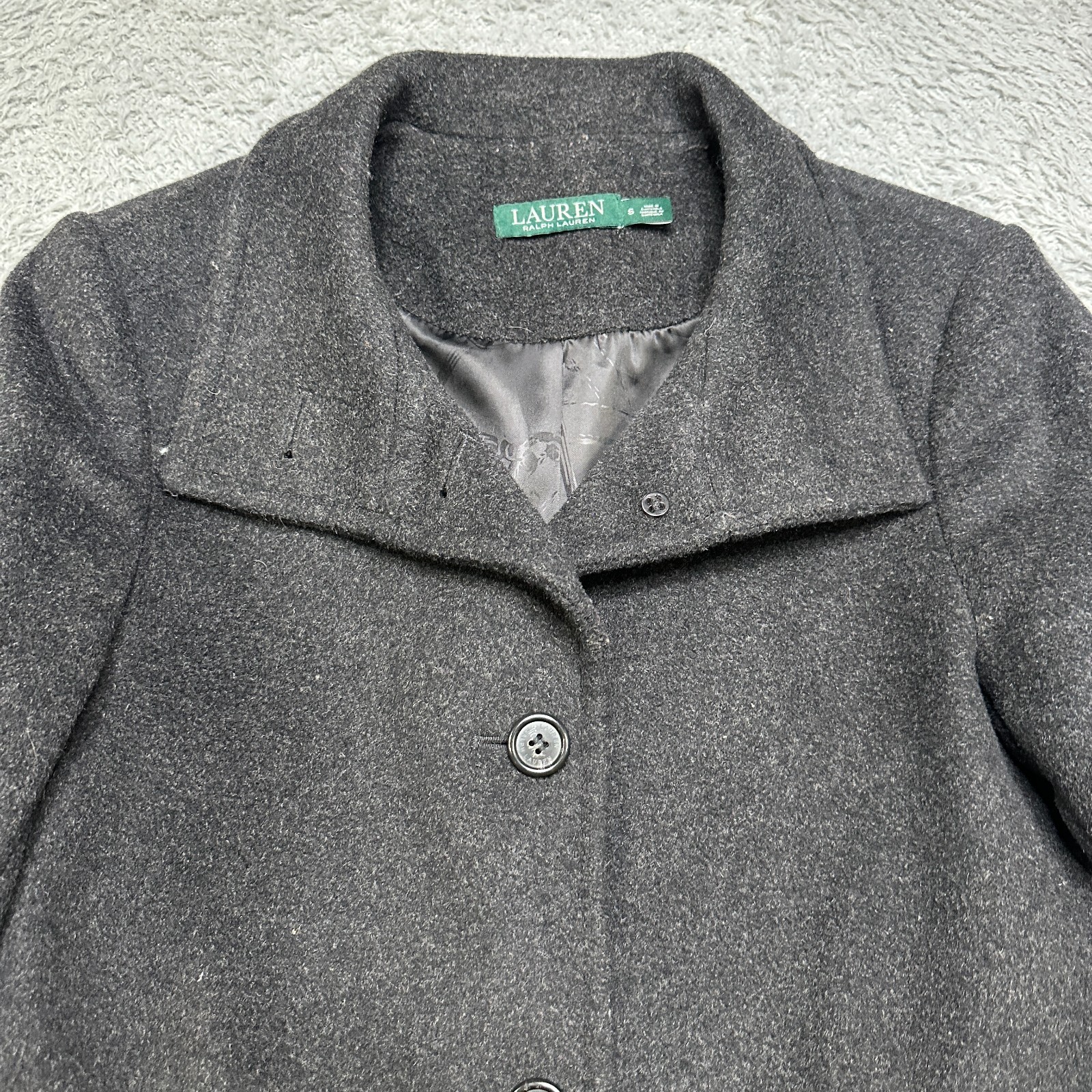Lauren Ralph Lauren Overcoat Womens Small Gray Wool Mix Button image 6
