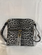 Women's Black Leopard Faux Leather Crossbody Bag NWT Adjustable Strap