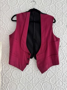 antique wool vest-As is condition-Cherry Red-Black Jet Glass buttons-Menswear