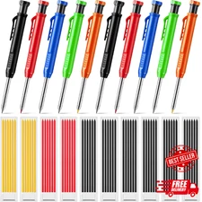10 Pcs Solid Carpenter Pencils with 60 Pcs 2.8Mm Refills Long Nosed Deep Hole...