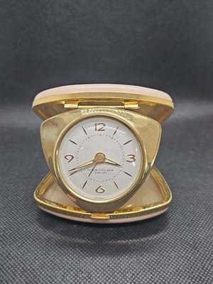 Vintage Westclox Reiseuhr mit Schmucksteinen Wecker Rindsleder