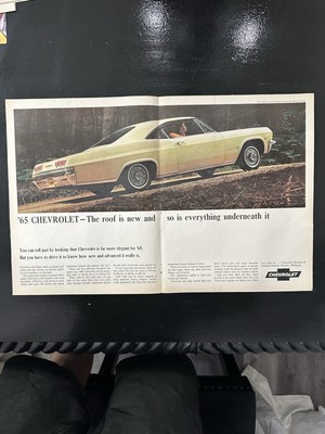 1965 Chevrolet Chevy yellow Print Big Ad Advertisement Automobile Classic Car