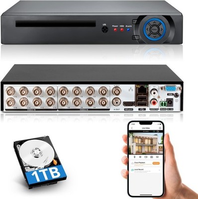 TOWODE 16 Kanal CCTV Kamera System Überwachung Videorecorder mit 1TB Festplatte D