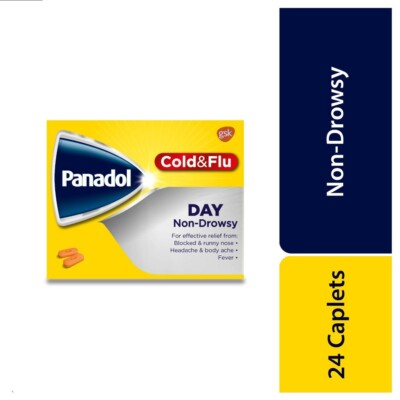 Panadol Cold And Flu DAY Non-Drowsy, Flu & Chesty Cough Symptoms