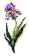 IRIS IRON ON FLOWER PATCH IRIS ACTUAL SIZE: 7/8 X 2 inch FREE SHIPPING