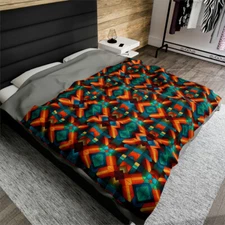 Geometric Tile Colorful Velveteen Plush Blanket