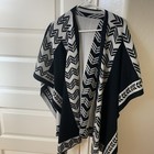 Authentic mexican poncho women medium-large black Pattern Handmade Boho — photo 2