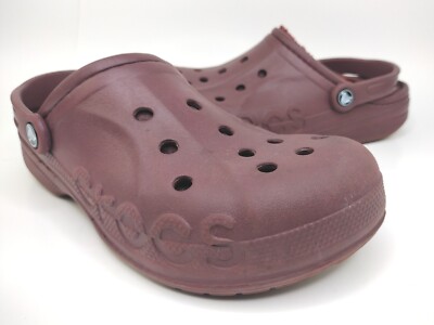 Crocs Baya Lined Clogs Fuzzy Slippers House Shoes Deep Red Men Sz Women's  Sz