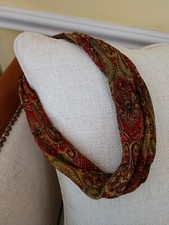 Vintage Circle Infinity Scarf Autumn Paisley Print
