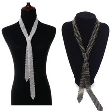Donna Strass Cravatta Lucido Cravatta Collana Vita Catena Glitter Festa Club