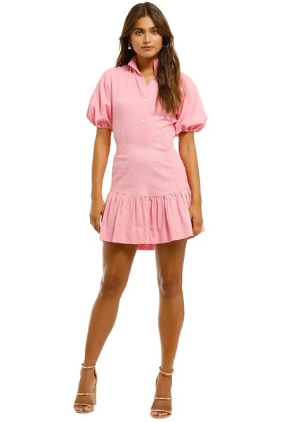 SWF Haze Mini Shirt Dress Pink Pleated Pre owned Casual Size 10 AU