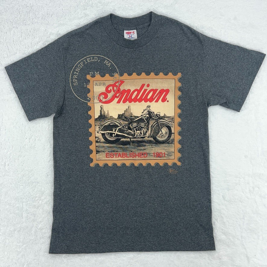 Indian Motorcycle レーヨンシャツ Mサイズ　ヴィンテージ vintage 80s INDIAN MOTORCYCLE T-Shirt M/L biker single stitch 90s
