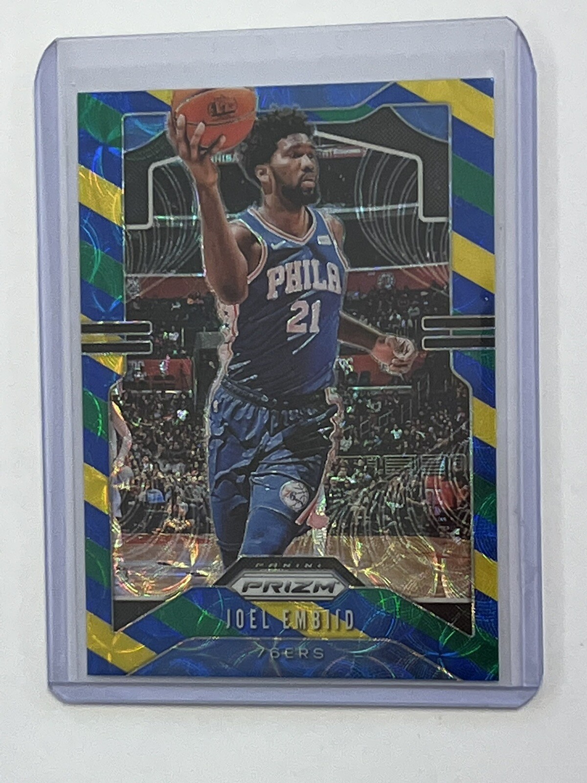 2019-20 Panini Prizm Choice SSP Joel Embiid Blue/Yellow/Green #199 76ers