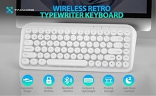Wireless Bluetooth Keyboard, 2.4GHz Typewriter Retro Keyboard, 84 Keys Portable