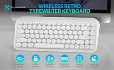 Wireless Bluetooth Keyboard, 2.4GHz Typewriter Retro Keyboard, 84 Keys Portable