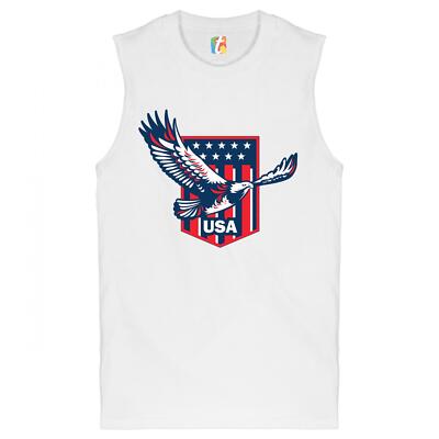 USA Bald Eagle Muscle Shirt Stars and Stripes Shield 4th of July Men's