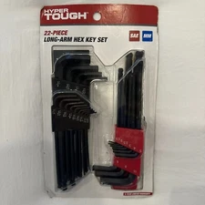 HYPER TOUG 22-PC Rust Resistance Straight Ball End LONG ARM HEX KEY SET ~ SAE MM