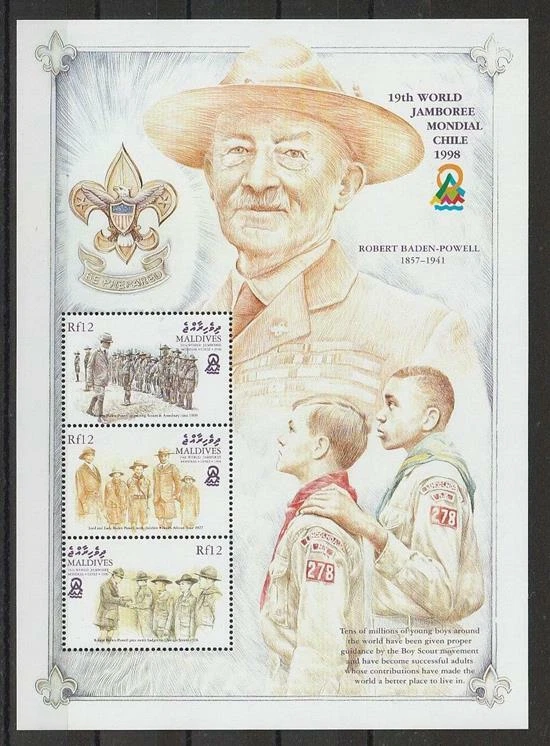 Malediven aus 1998 ** postfrisch MiNr. 3157-3159 (Kleinbogen) Pfadfinder - Bild 1 von 1