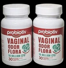 Lot of 2 Probiotiv Vaginal Odor Flora-10 Billion CFU+Prebiotic - 30 ct - 07/2026