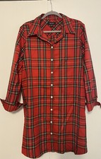 Karen Kane Running Wild Red Plaid Shirtdress X-Large Great Condition!!