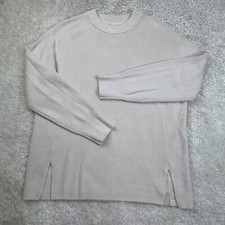 Lululemon Merino Wool Blend Rib Crewneck Sweater White Opal Oversized Womens 6