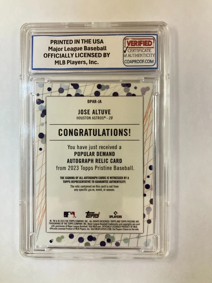 2023 Topps Pristine #DPAR-JA José Altuve AUTOGRAPH 💰 GAME WORN MATERIAL - Image 2 of 4
