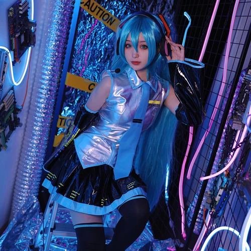 زي أنمي هاتسونا ميكو كامل من 7 أنماط لامعة من Vocaloid