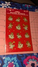 Vintage American Greetings Stickers Christmas Teddy Bear Angels Pack 4 Sheets