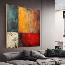 Hand Painted Abstract Painting Texture Acrylic red Modern Art Oil Painting white