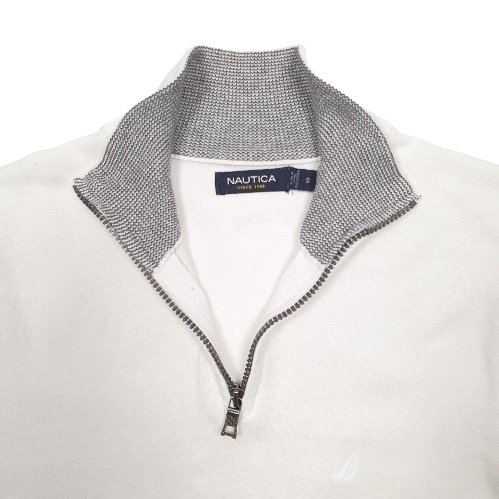 NAUTICA 1/4 Quarter Zip Cotton Jumper Sweatshirt Mens S image 2