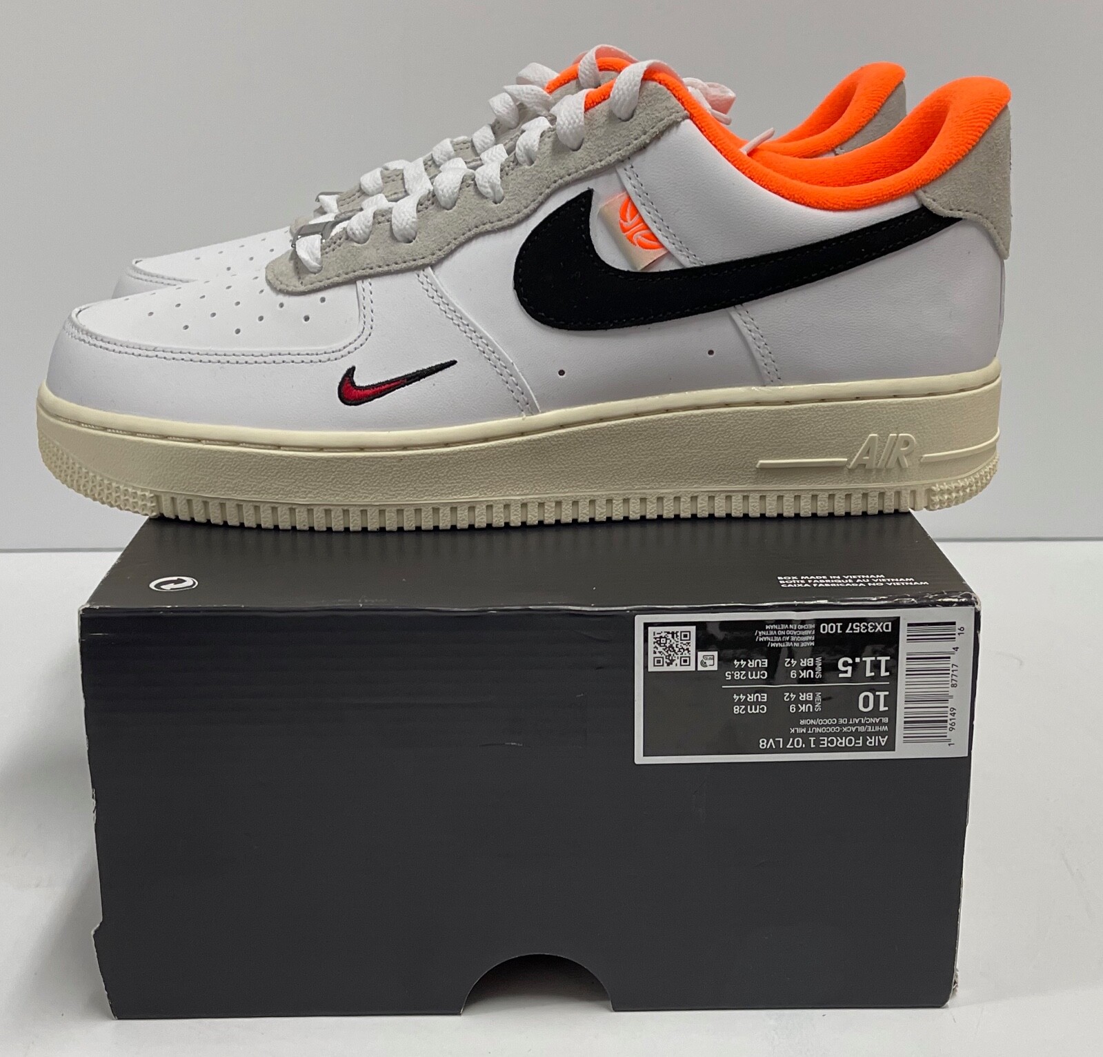 Nike Air Force 1 '07 LV8 “Hoops” White Coconut Milk Orange DX3357-100 size  10 196149877174 | eBay