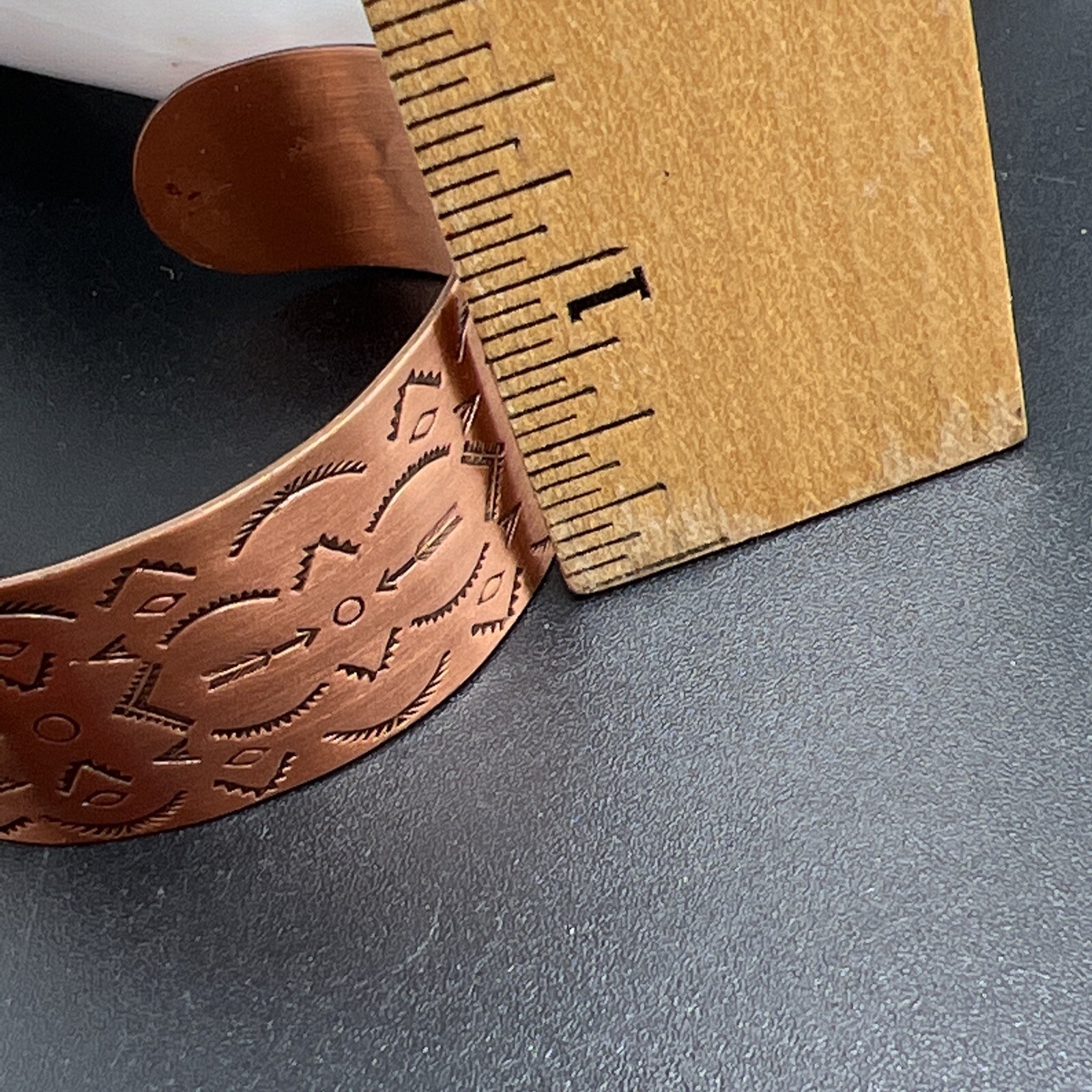 Vintage Solid Copper Cuff Bangle Bracelet Adjusta… - image 5