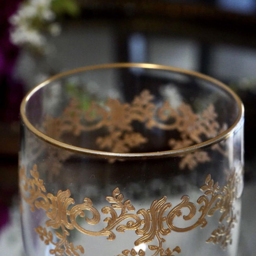 Antique Old Baccarat Récamier Crystal Wine Glass / 24K Gold