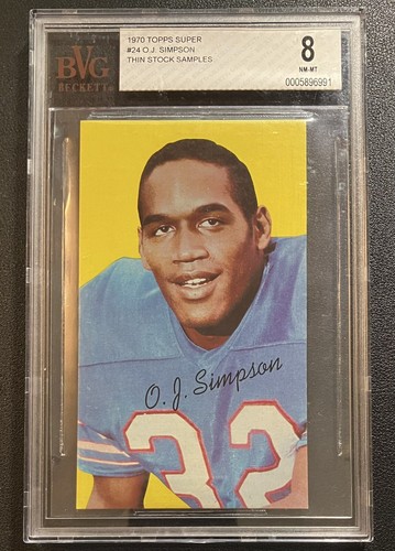 Topps Super #24 O.J. 1970 Muestras de stock delgado Simpson RC en muy buen estado 8 facturas casi nuevas-como nuevas RARAS