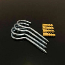 4 XL SCREW HOOKS Unshouldered Cup Large 100mm Thick Strong Hanger Clothing Tool