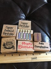 Stampin Up Hero Arts Rubber Stamps Happy Birthday Set 90s Rare Lot Of 7