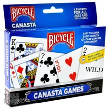 Bicycle 2-Pack Canasta Playing Cards Games Standard Each has Point Value w/Rules
