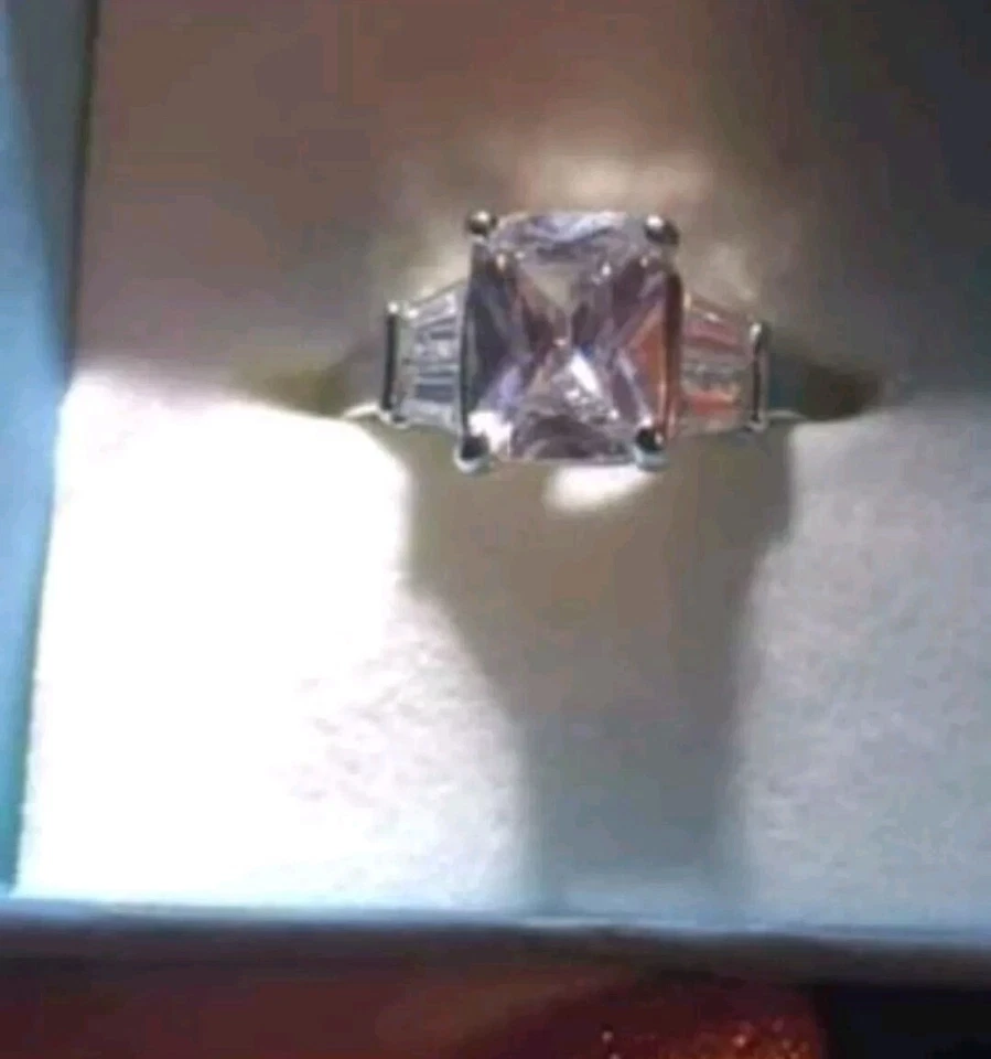 Cubic Zirconia Engagement Ring With Built-in Adjustable Sizer, Fits Most Fingers - Image 3 of 4