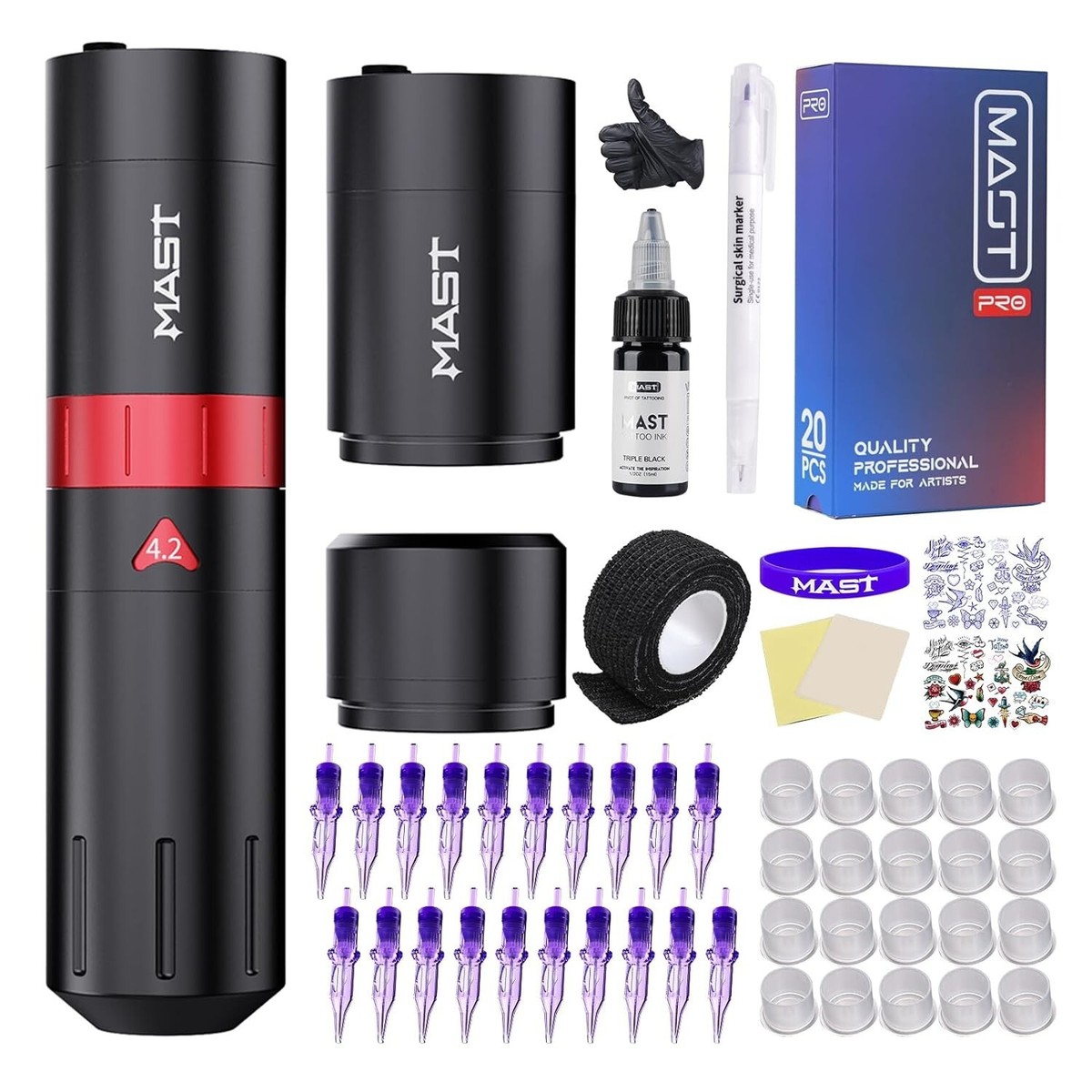 Mast Tattoo Pro Kit The Flip2 Wireless Tattoo Pen Machine Gun Kit
