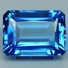 SWISS BLUE TOPAZ 6 X 4 EMERALD CUT ALL NATURAL  AAA