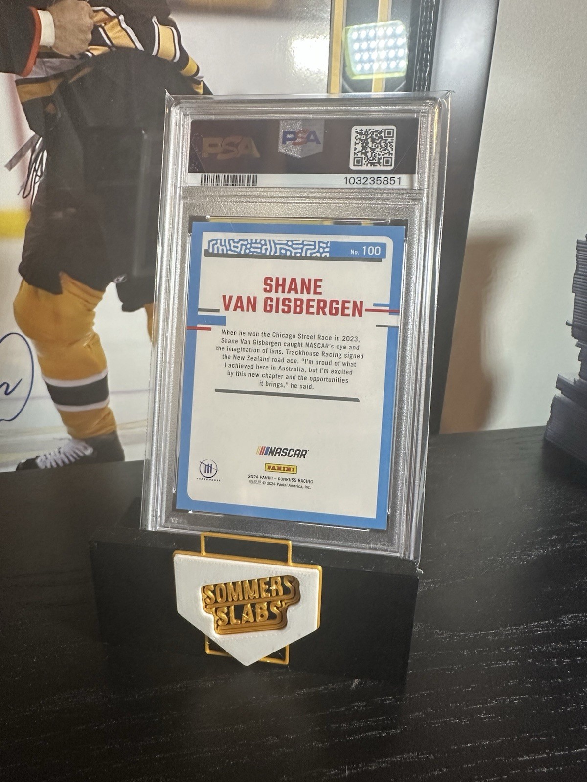 Shane Van Gisbergen 2024 Donruss NASCAR Red & Blue Rated Rookie #100 Signed PSA view 2
