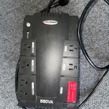 CyberPower 550VA UPS Battery Backup Surge Protector 6 Outlets Home Office Black